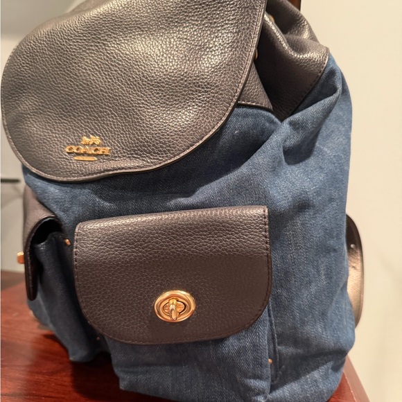 Coach Billie EUC backpack in midnight blue denim and pebbled leather - Picture 3 of 10